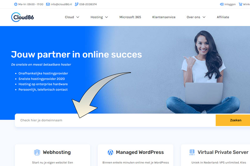 Stap 1. Zoek naar een beschikbaar domein