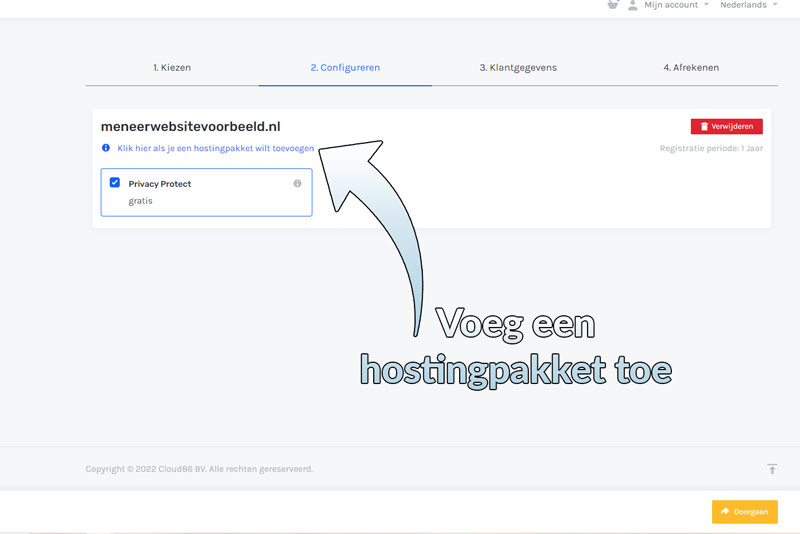 Stap 3. Voeg een hostingpakket toe bij je bestelling