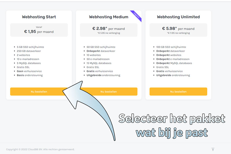Stap 4. Kies het goedkoopste hostingpakket