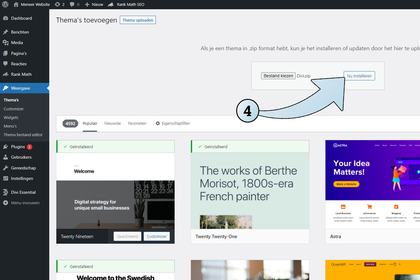 Installeer een thema in je WordPress website